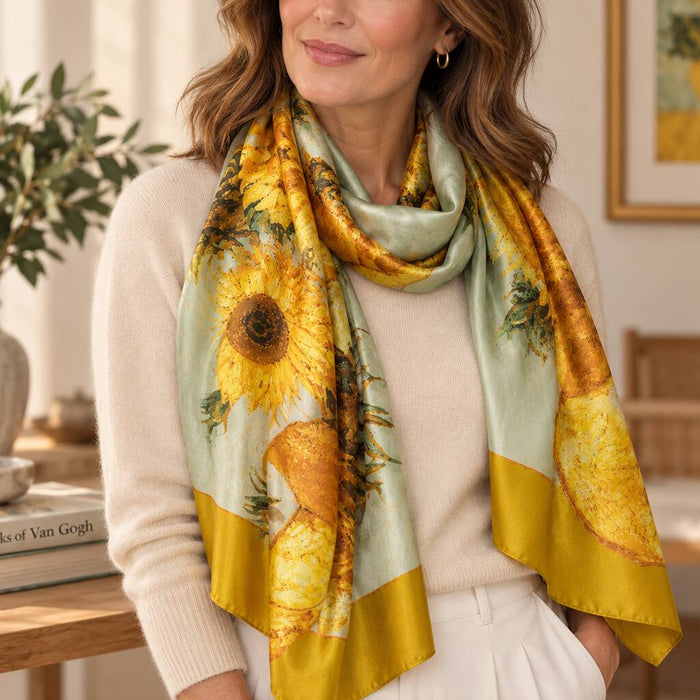 Yellow Sunflowers By Van Gogh Silk Scarf