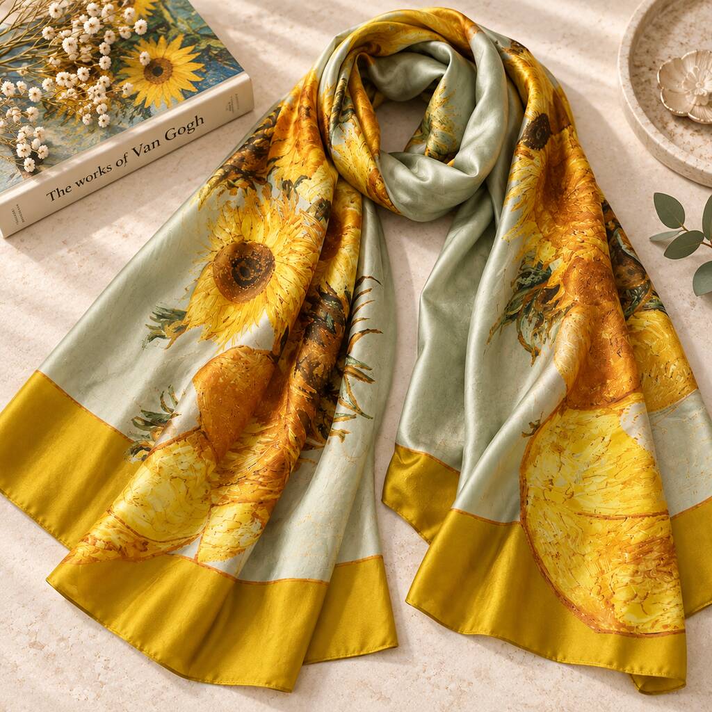 Yellow Sunflowers By Van Gogh Silk Scarf