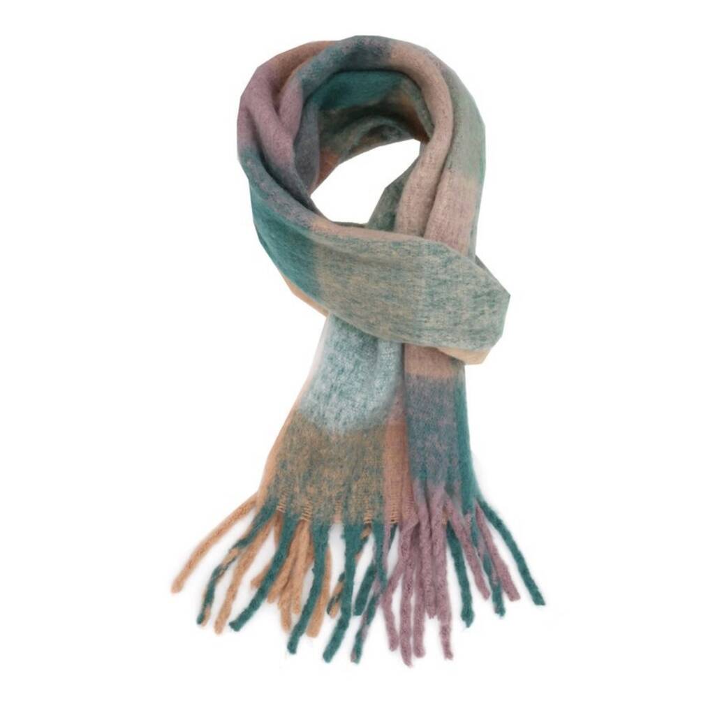 Teal Tartan Print Scarf
