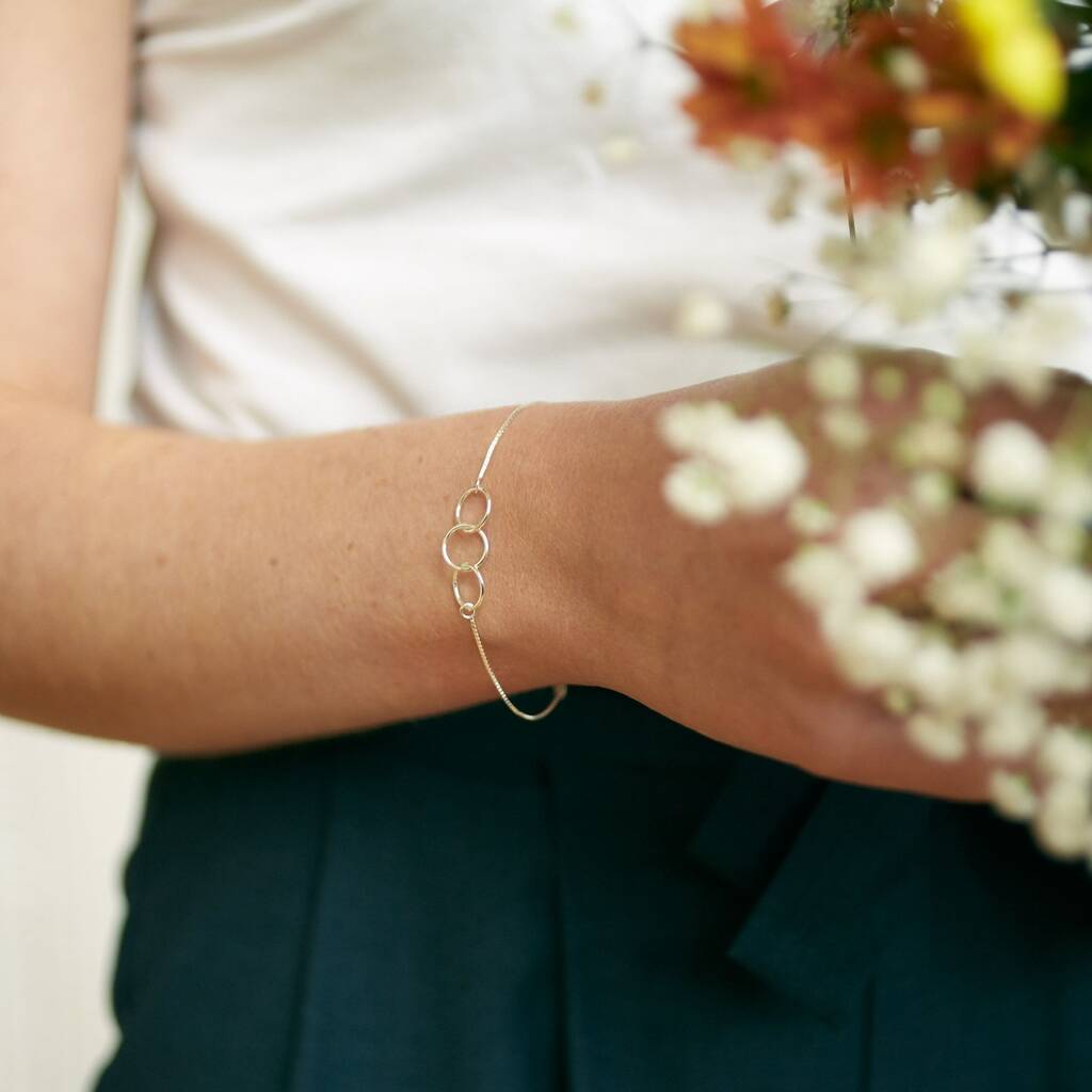 30th Birthday Sterling Silver Three Ring Bracelet