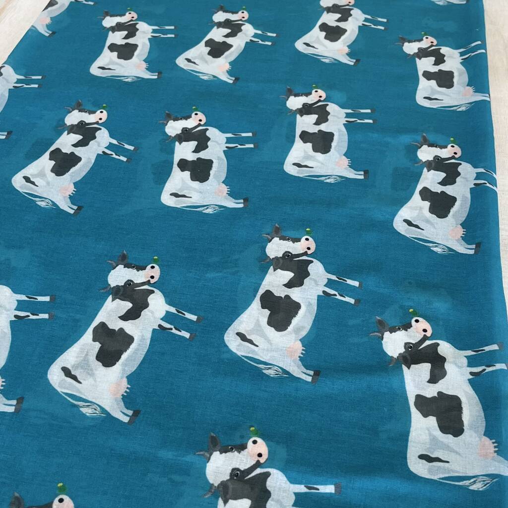 Turquoise Dairy Cow Print Scarf