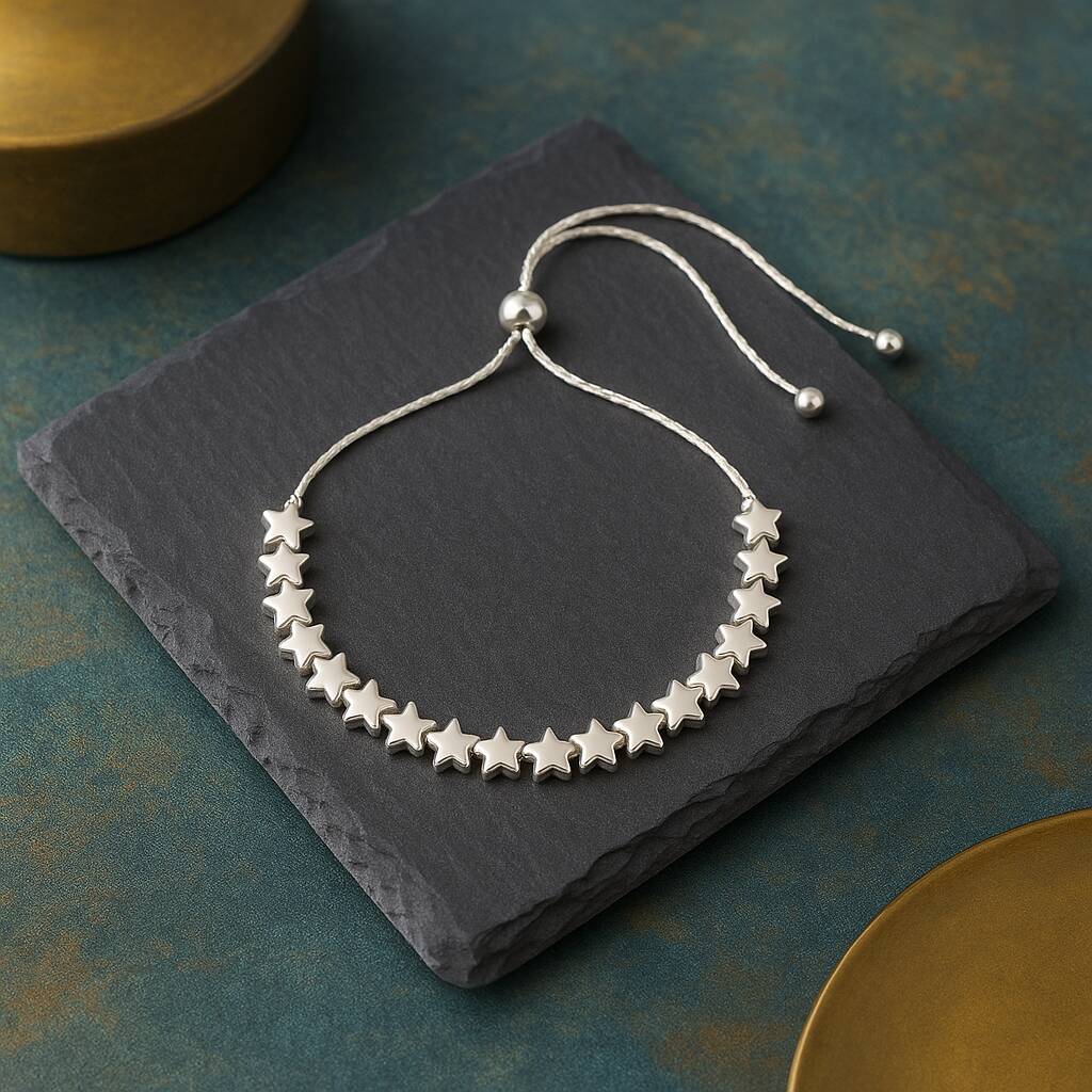 Mixed Metal Drawstring Star Bracelet