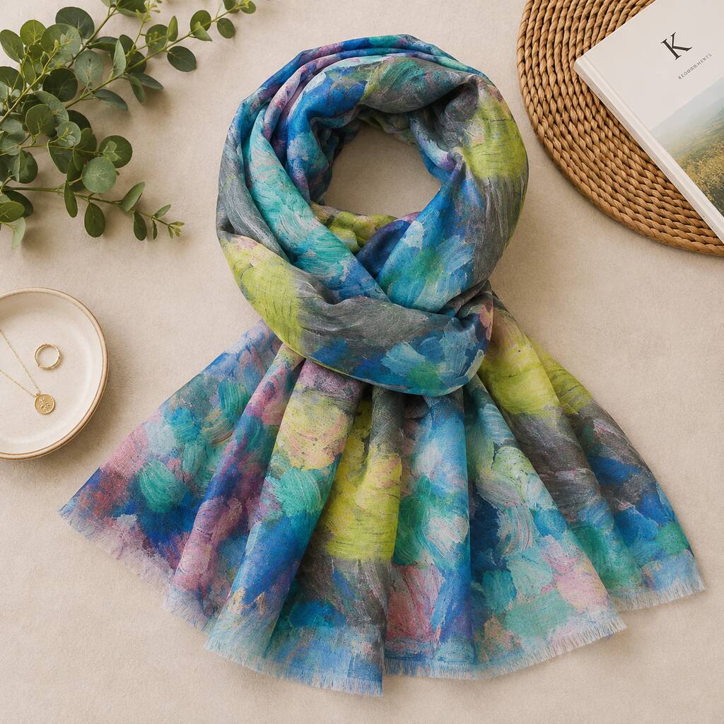 Abstract Flower Print Scarf