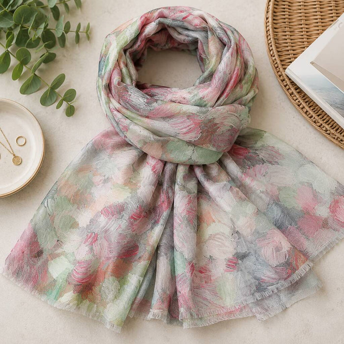 Abstract Flower Print Scarf