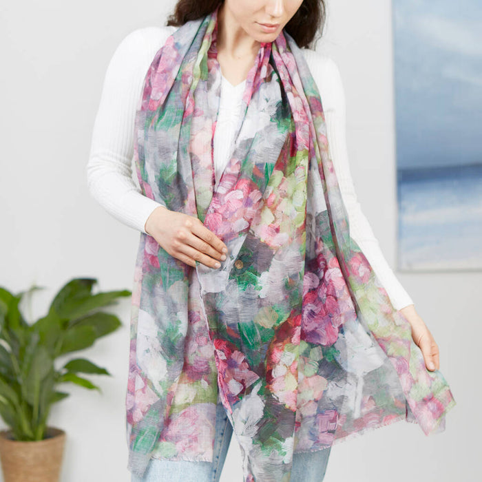 Abstract Pink Flower Print Scarf