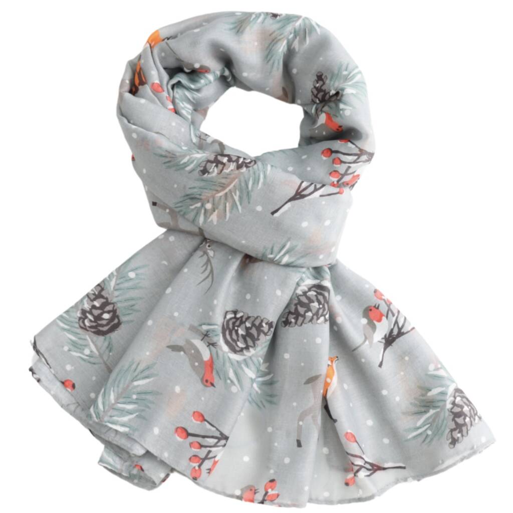 Snowy Woodland Print Scarf