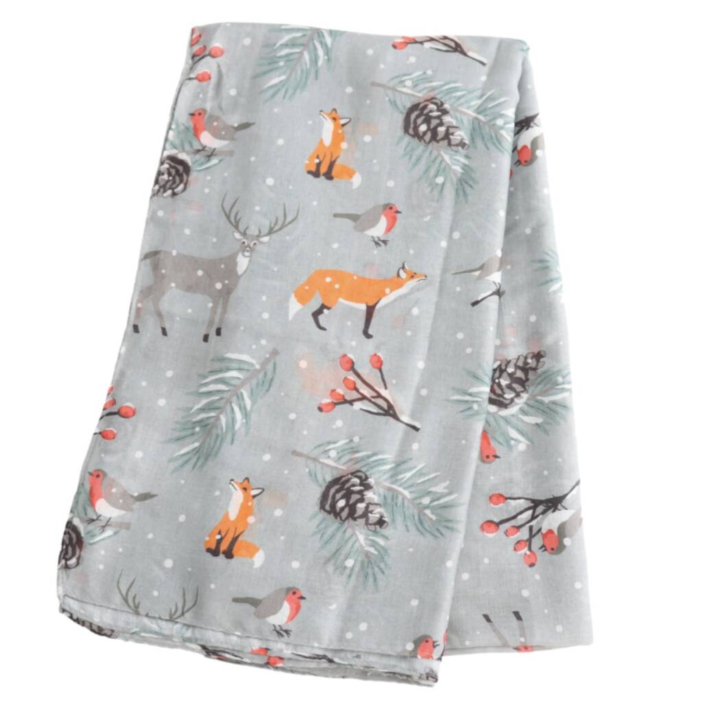 Snowy Woodland Print Scarf