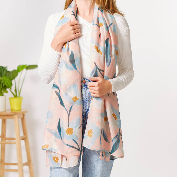 Coral Floral Sketch Scarf