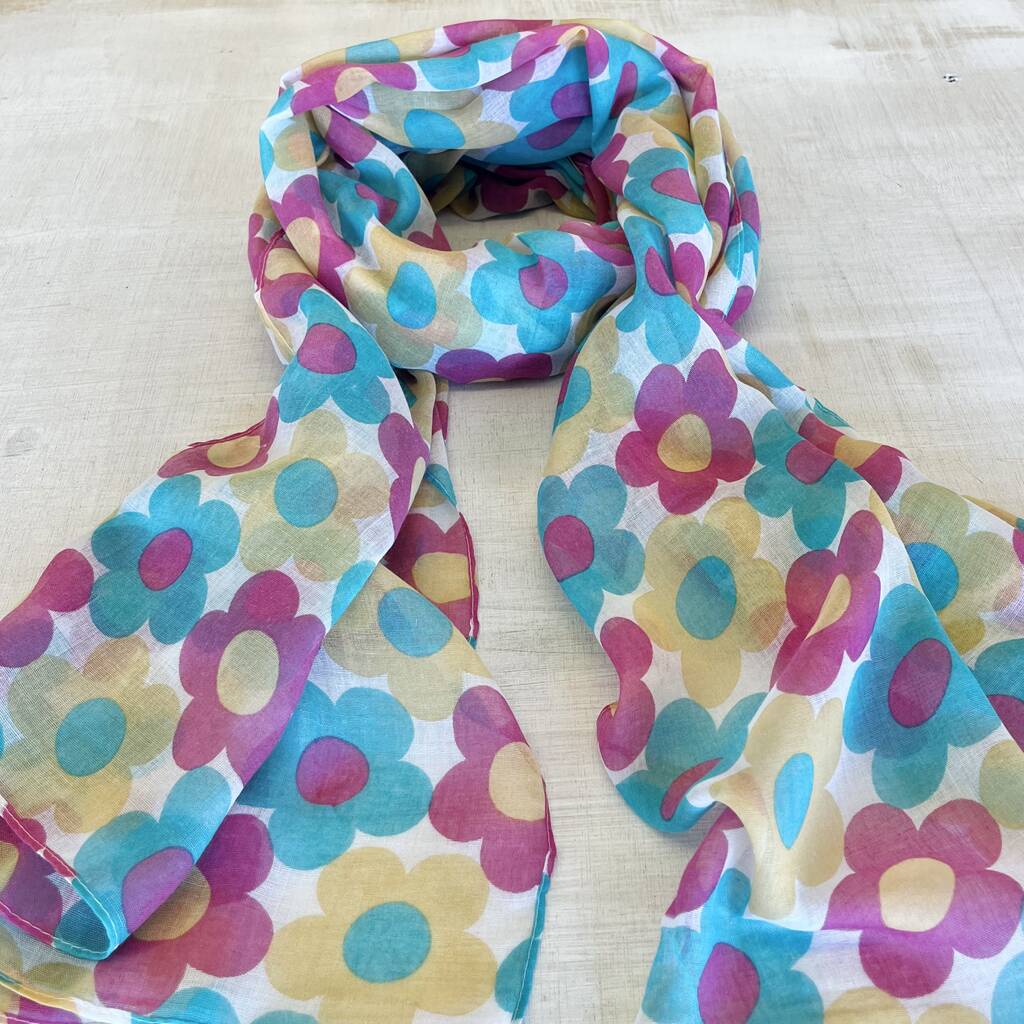 Retro Petal Sketch Print Scarf