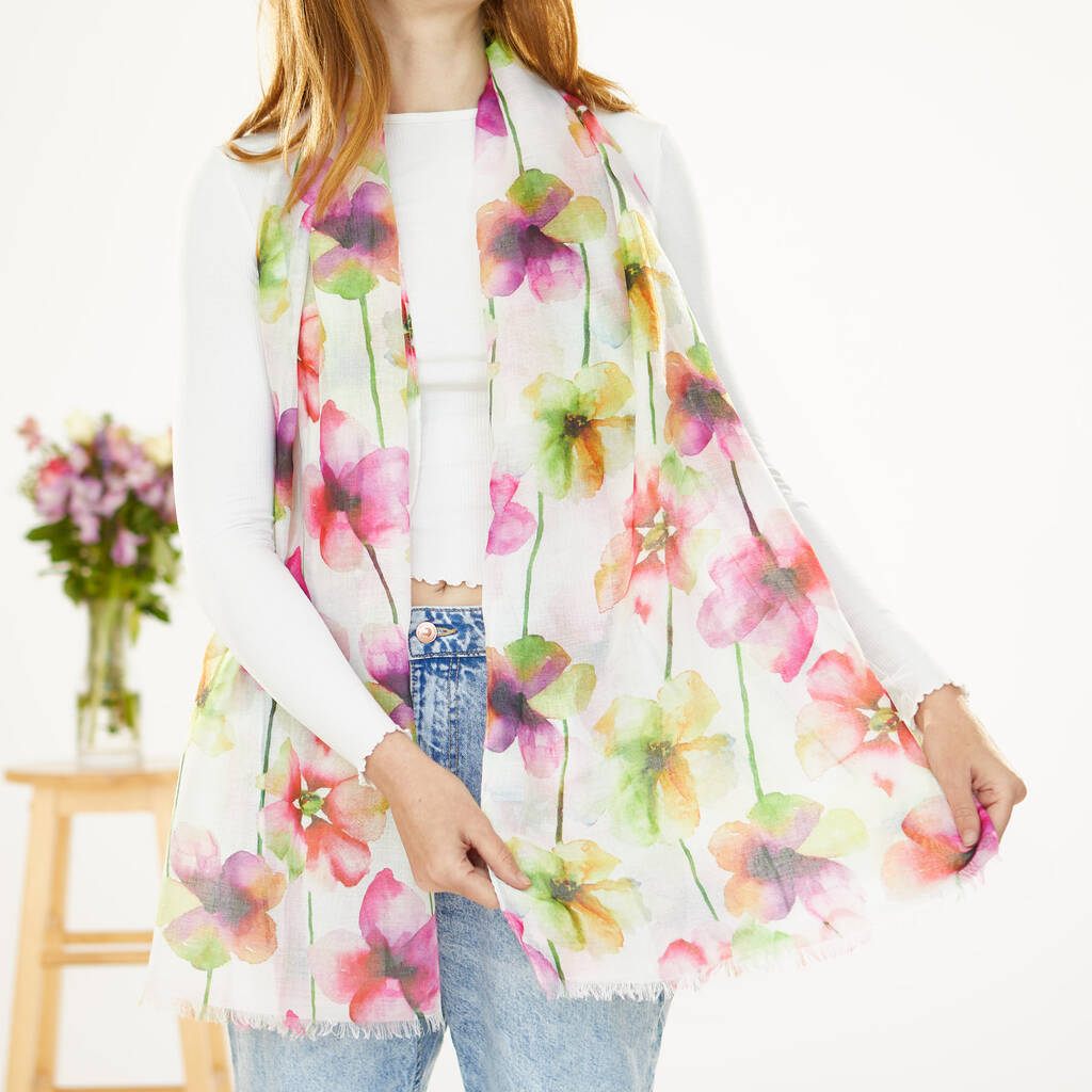 Watercolour Pansy Scarf
