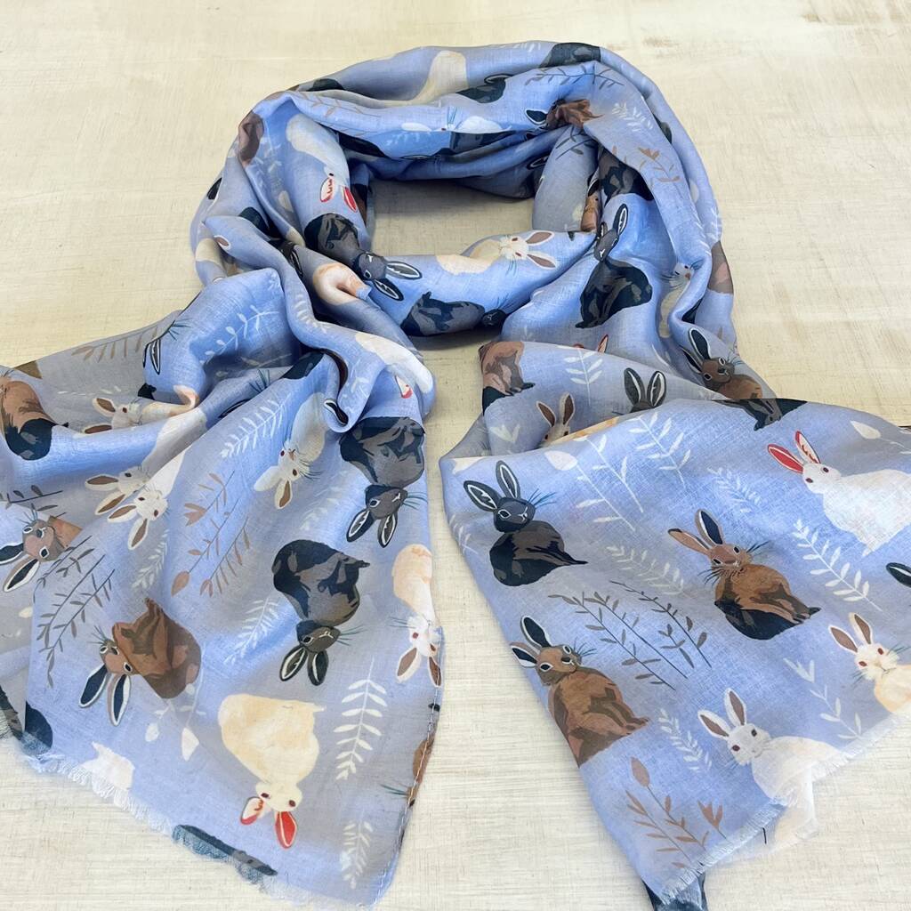 Wild Bunny Rabbit Print Scarf