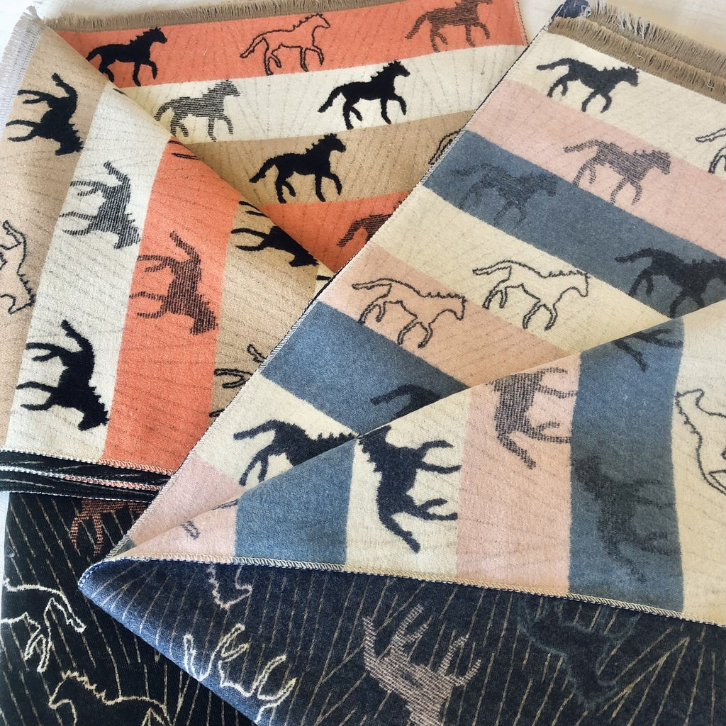 Winter Horse Scarf Cotton Blend