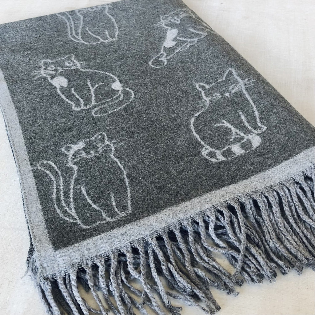 Winter Cat Scarf Cotton Blend