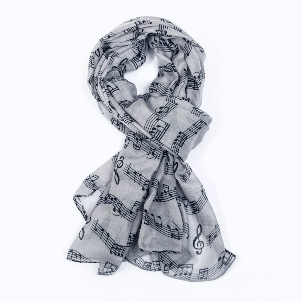 Grey Music Print Scarf