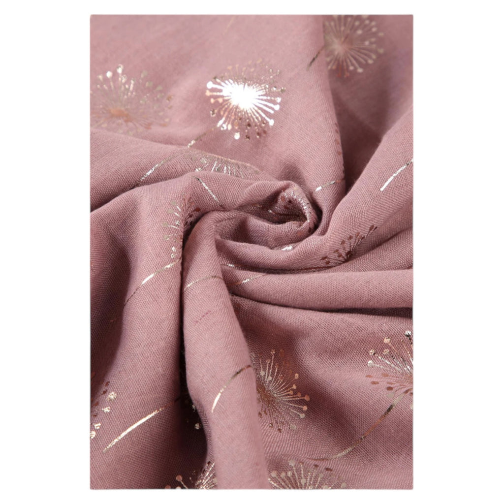 Dusky Pink Metallic Gold Dandelion Scarf