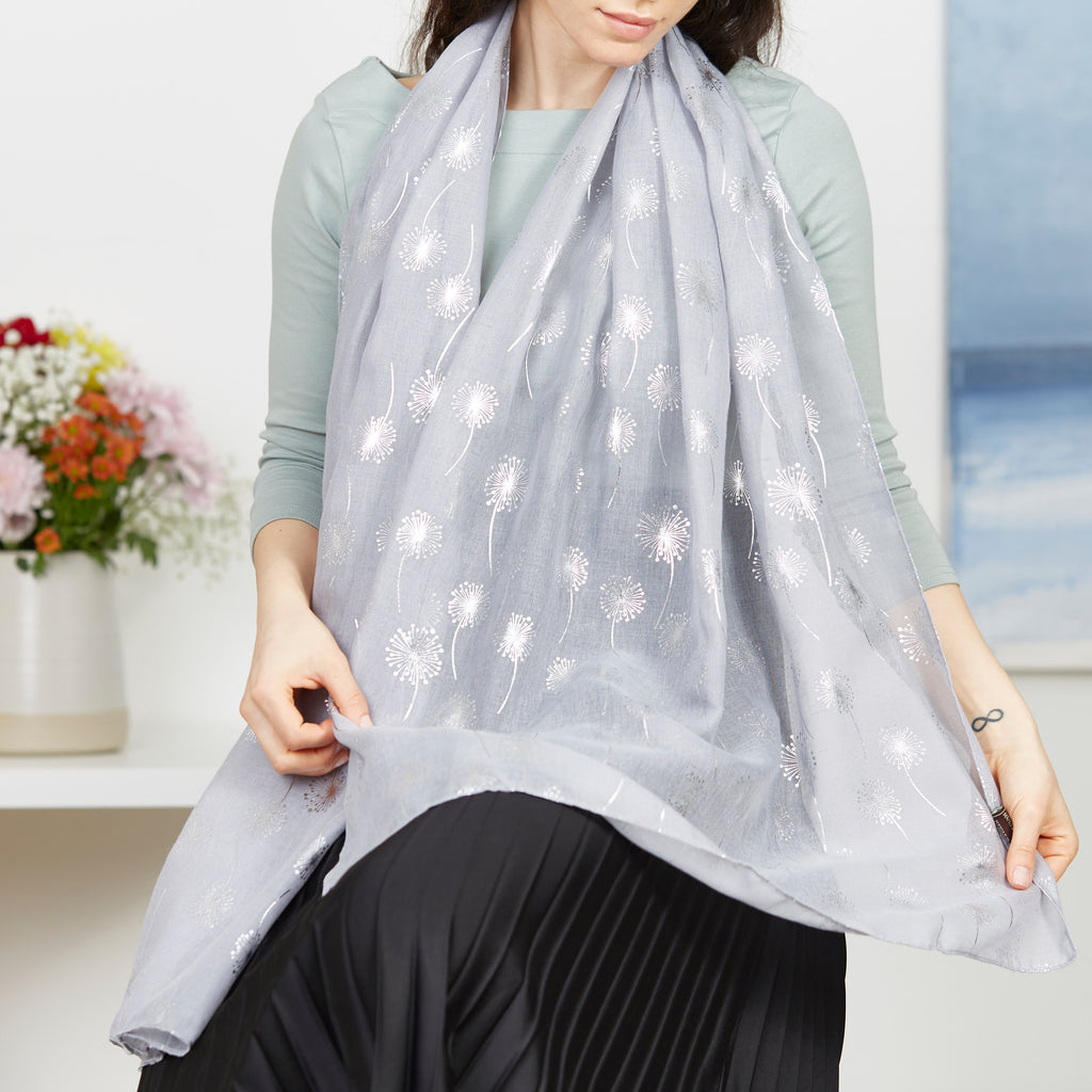 Silver Metallic Dandelion Scarf