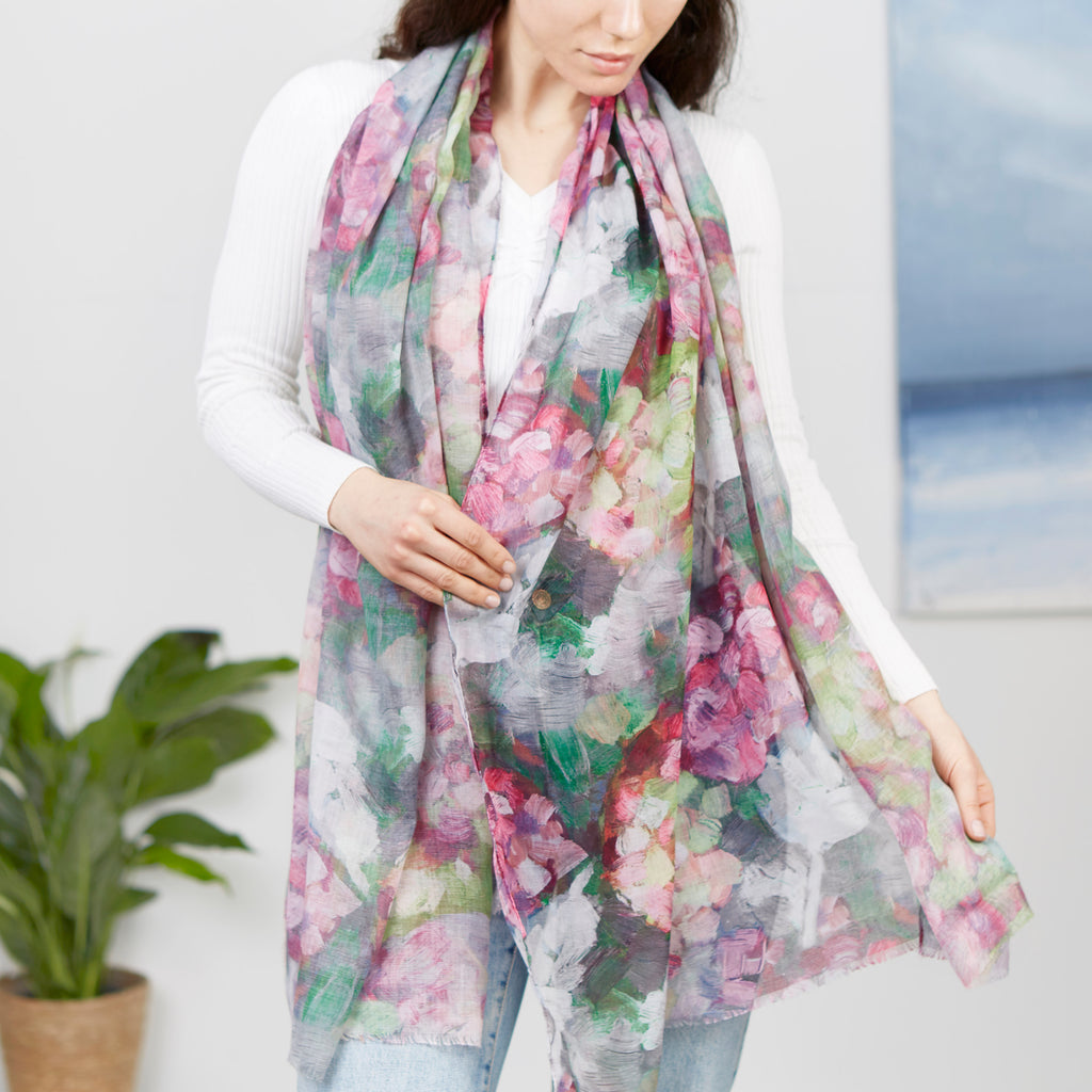 Abstract Flower Print Scarf