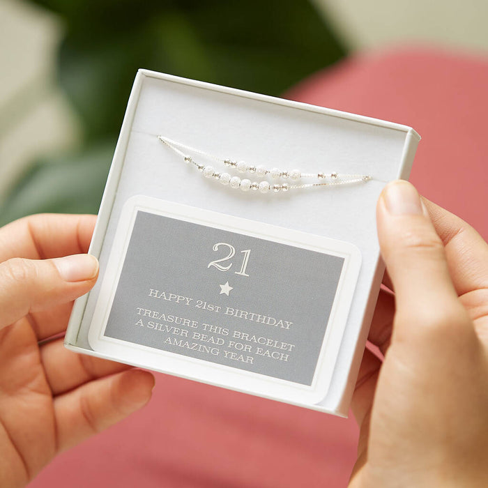 21st Birthday Sterling Silver Ball Bracelet