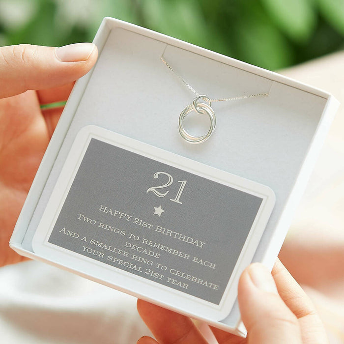 21st Birthday Sterling Silver Rings Necklace