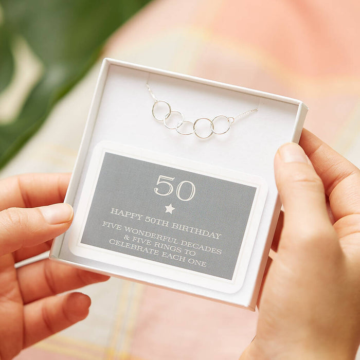50th Birthday Rings Necklace