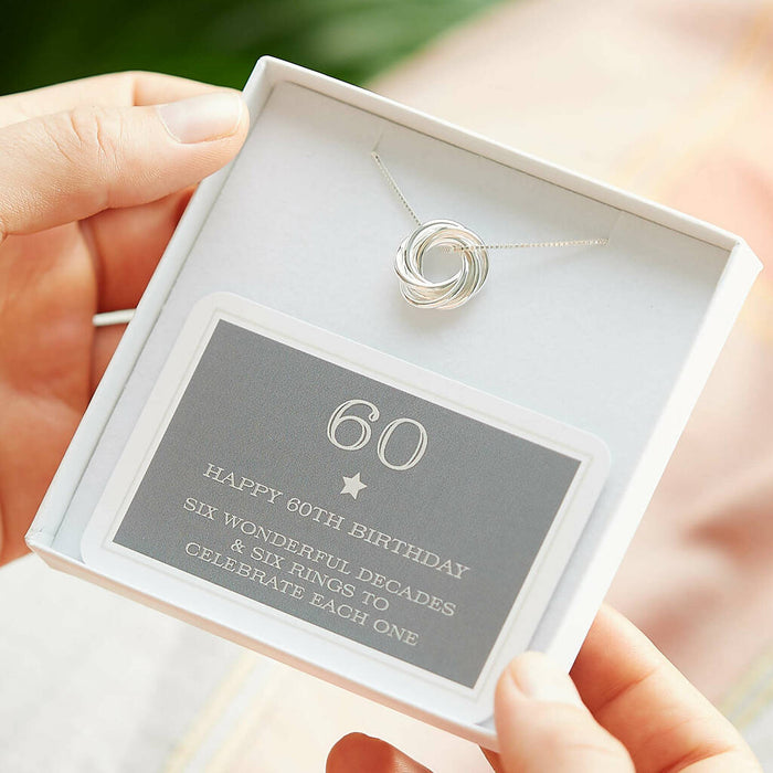 60th Birthday Sterling Silver Ring Necklace