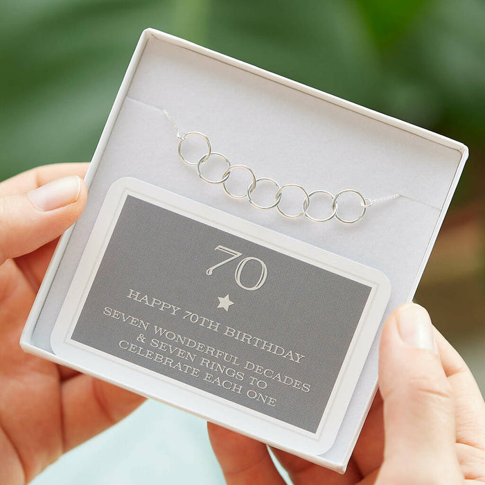 70th Birthday Sterling Silver Seven Ring Bracelet