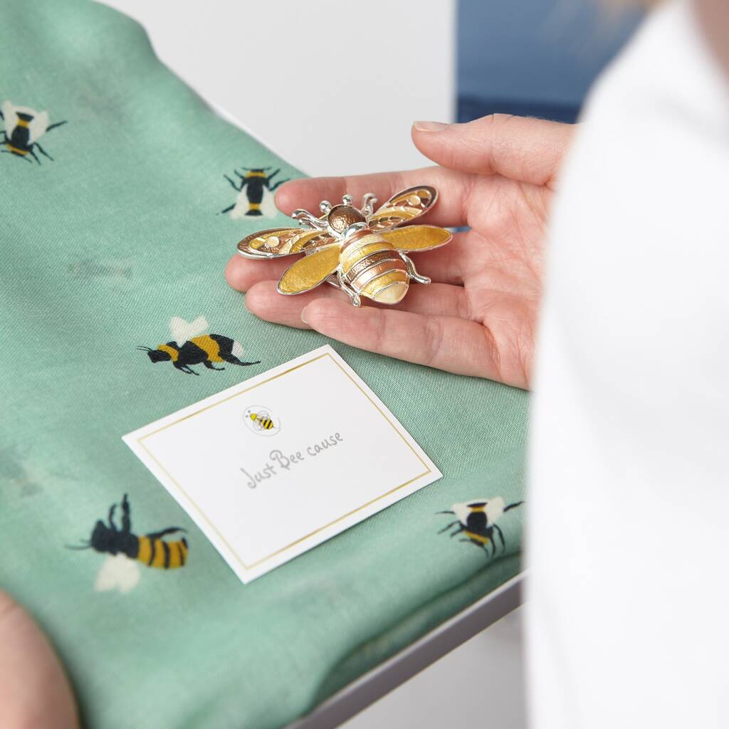 Busy Bee Scarf And Yellow Bee Magnetic Brooch