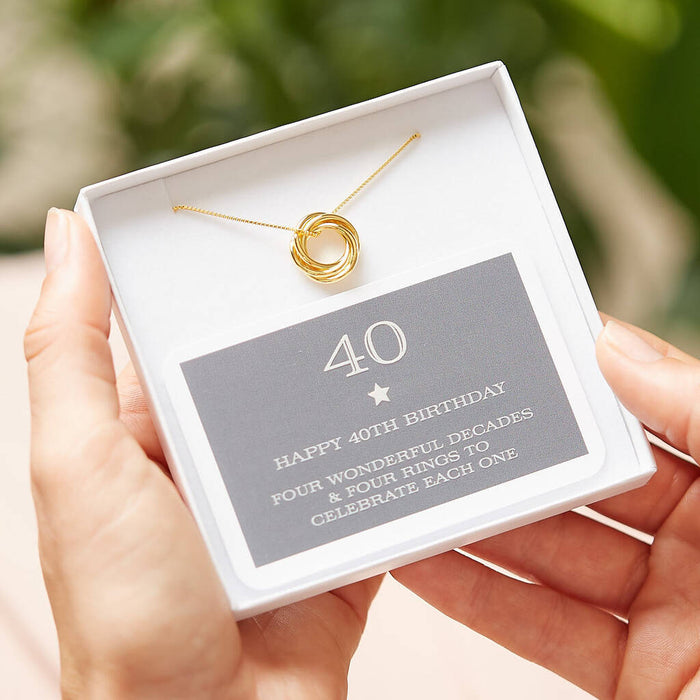 Gold Plated 40th Birthday Rings Necklace