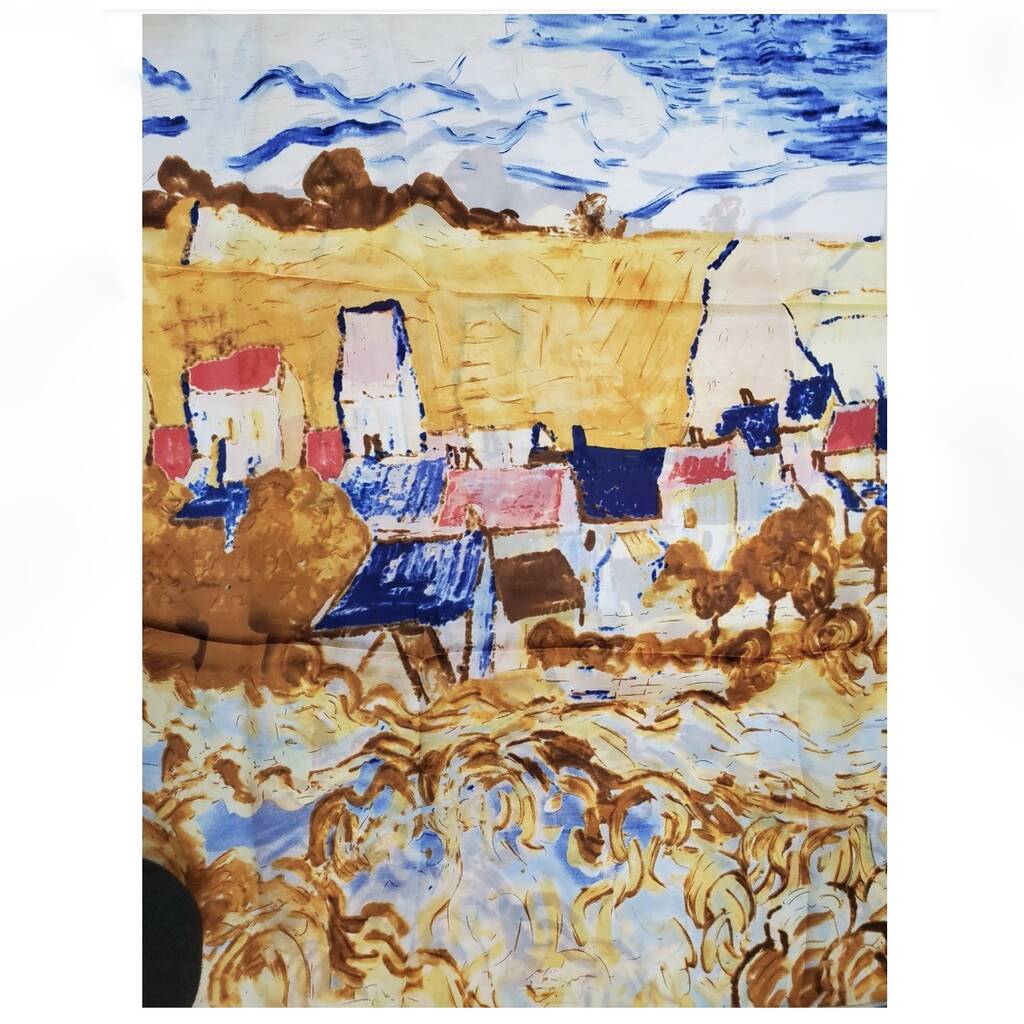 Impressionist Style Village Silk Scarf