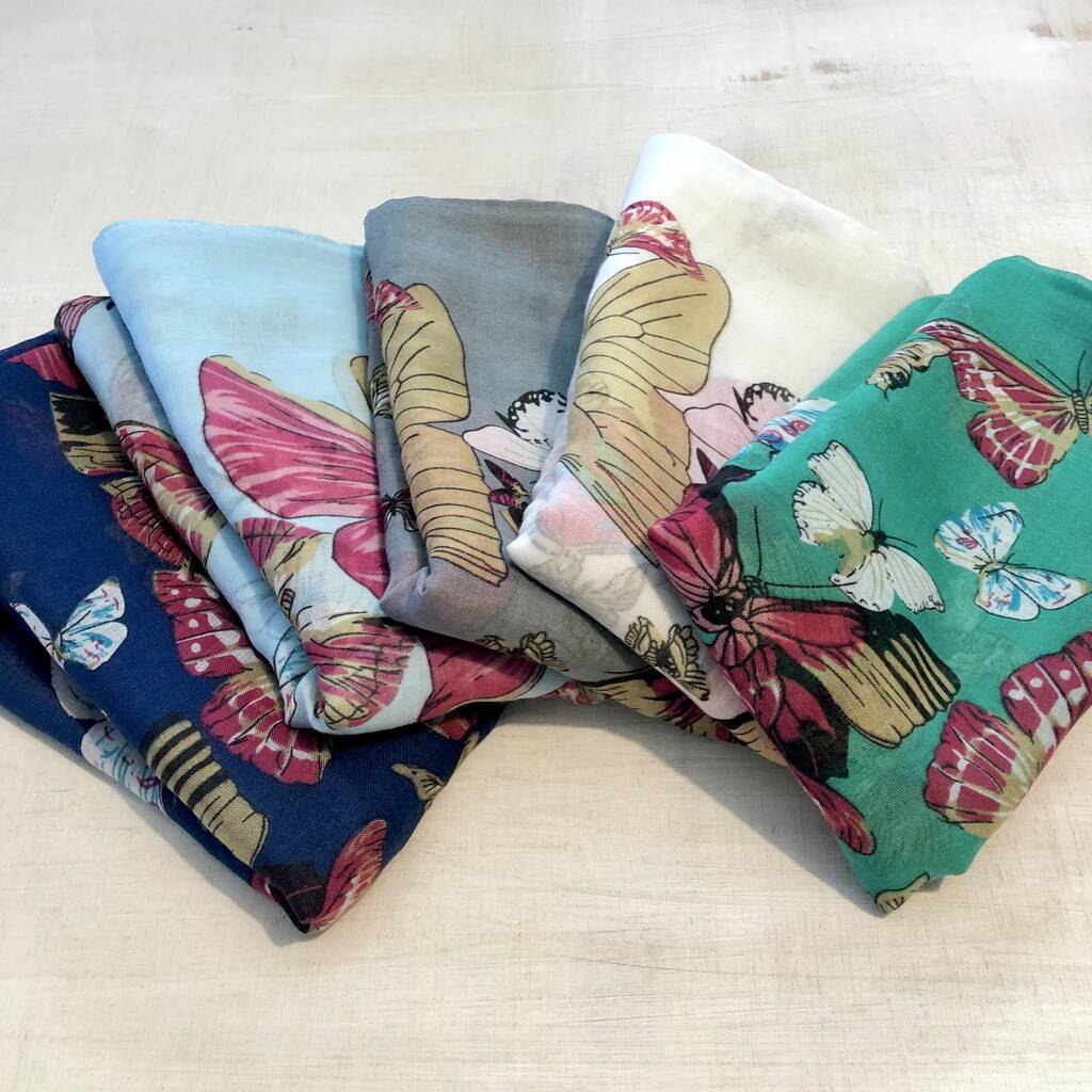 Large Butterfly Print Scarf