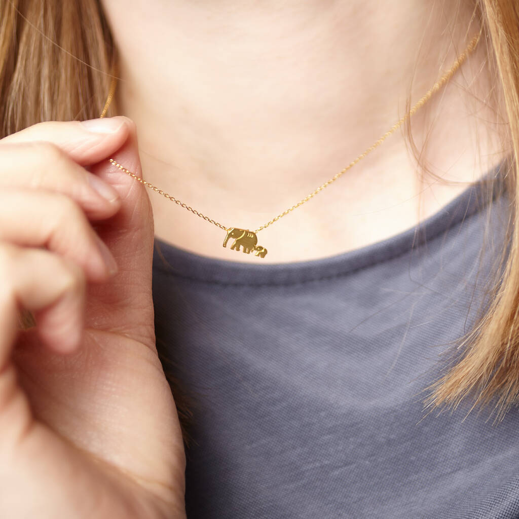 Mother And Daughter Forever Linked Elephant Necklace