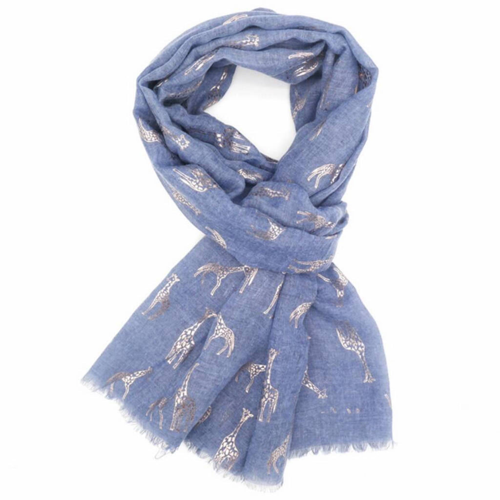 Mother And Daughter Metallic Giraffe Print Scarf