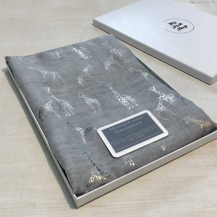 Mother And Daughter Metallic Giraffe Print Scarf