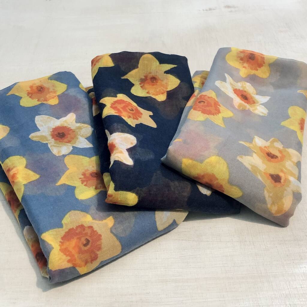 Mothers Day Daffodils Print Scarf