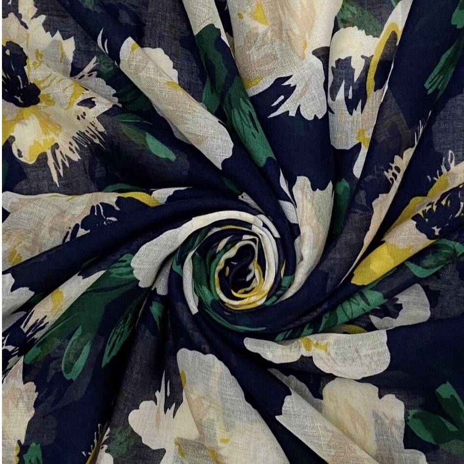 Peony Navy Flower Scarf