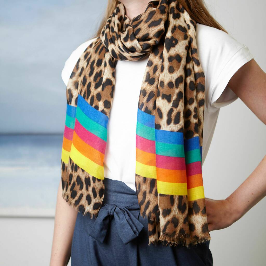 Rainbow Leopard Print Scarf