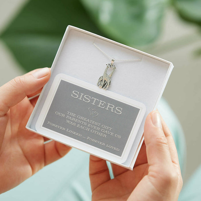 Sisters Forever Linked Giraffe Necklace