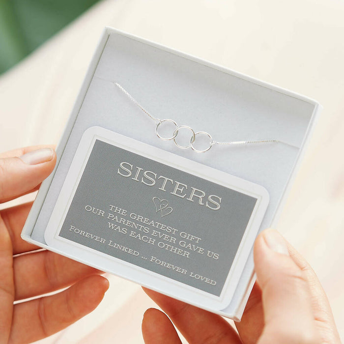 Sisters Forever Linked Sterling Silver Bracelet