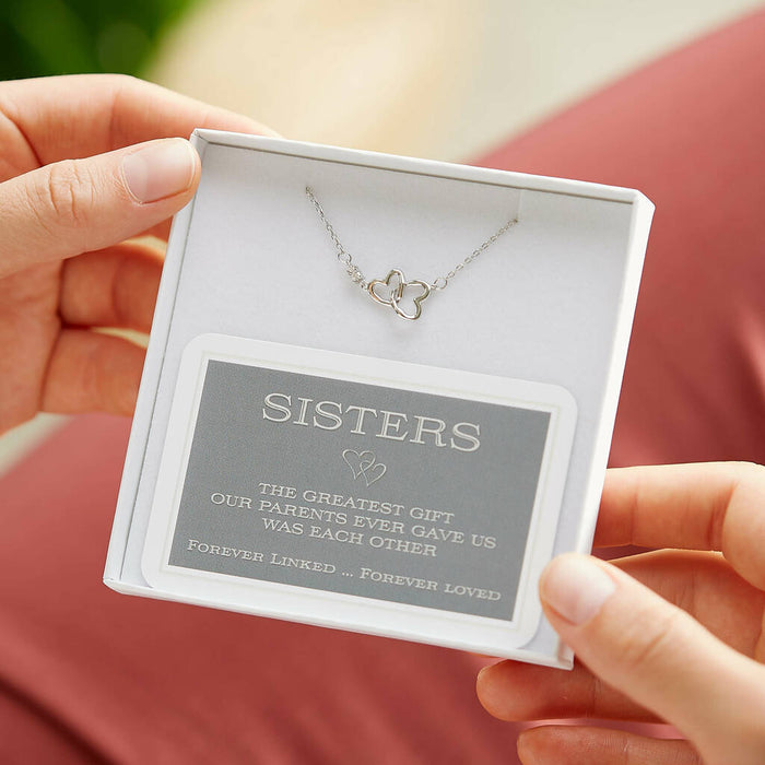 Sisters Linked Hearts Sterling Necklace