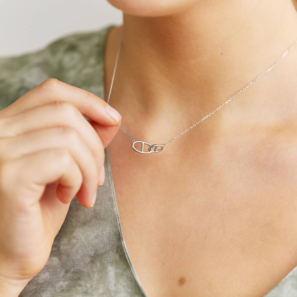 Sisters Sterling Silver Oval Link Necklace