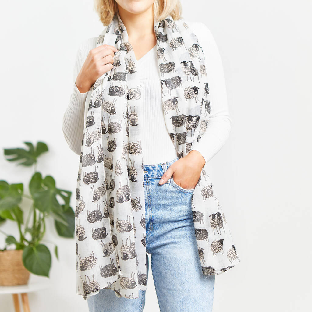 Sheep Sketch Print Scarf