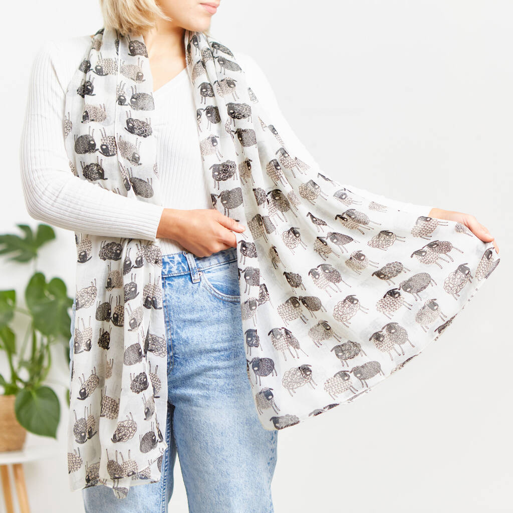 Sheep Sketch Print Scarf