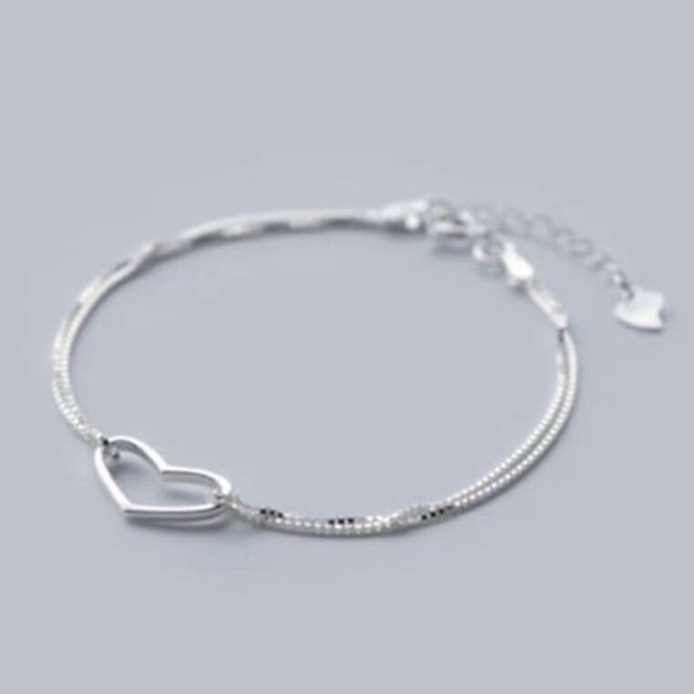 Sterling Silver Love Heart Bracelet