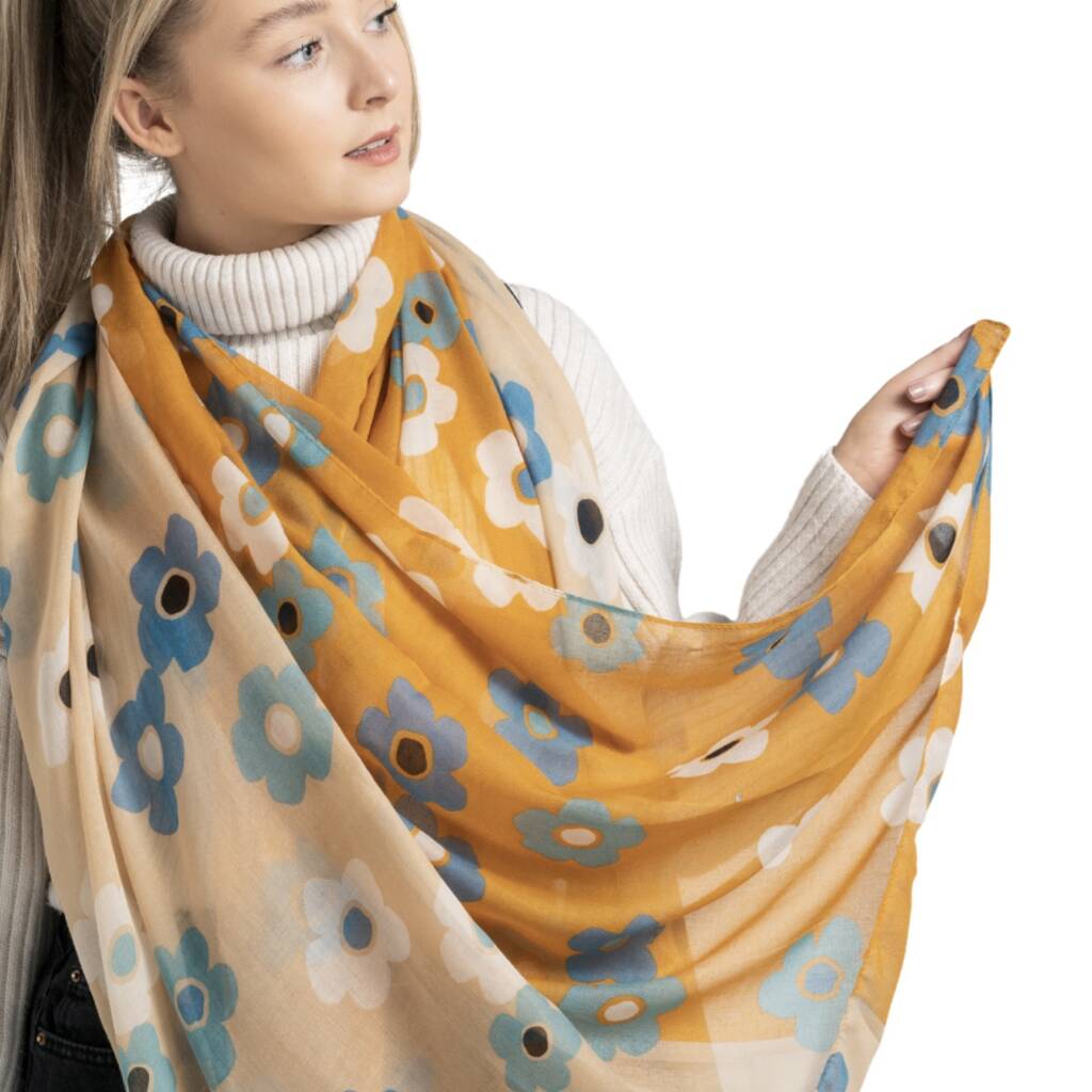 Two Tone Bold Petal Print Scarf