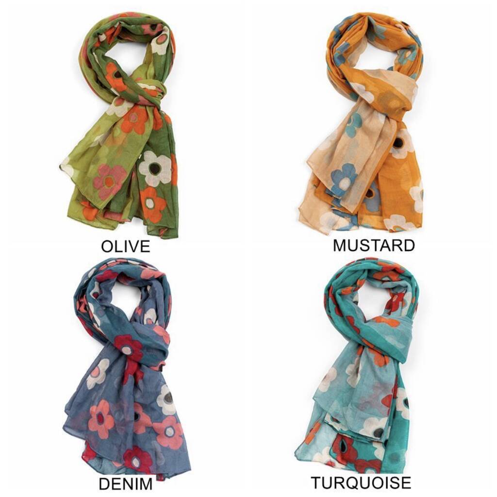 Two Tone Bold Petal Print Scarf