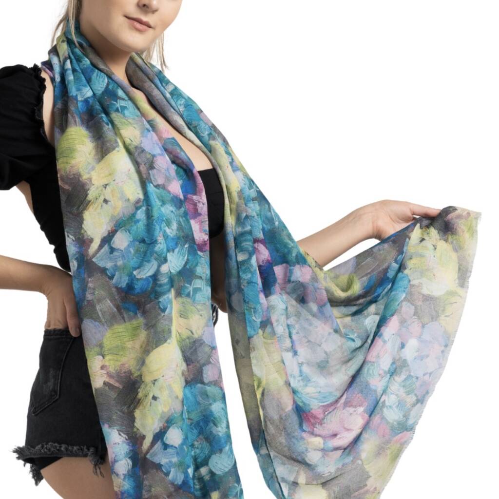 Abstract Flower Print Scarf