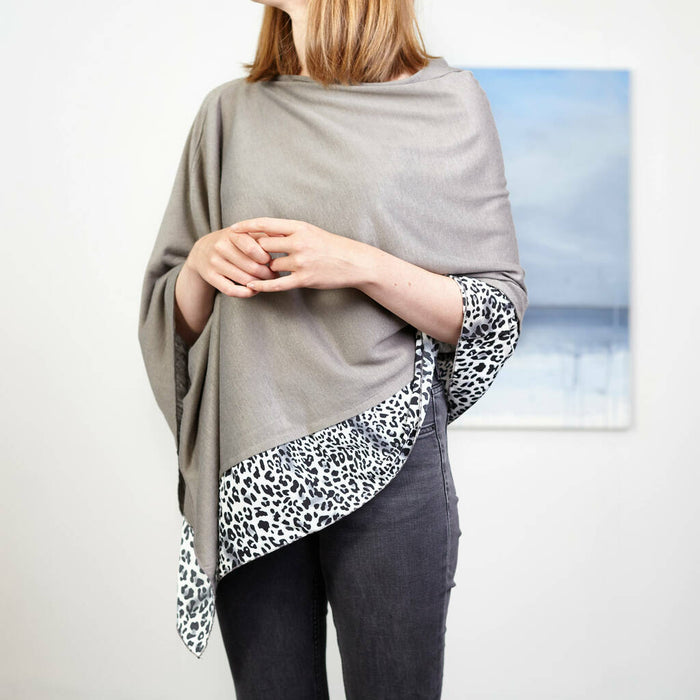 Wool Mix Leopard Print Poncho